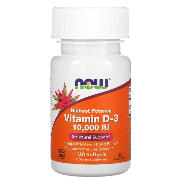 Now Foods, Высокоактивный витамин D-3, 10 000 МЕ, 120 мягких таблеток