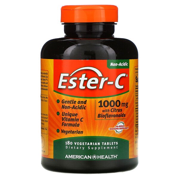 American Health, Ester-C с цитрусовыми биофлавоноидами, 1000 мг, 180 вегетарианских таблеток