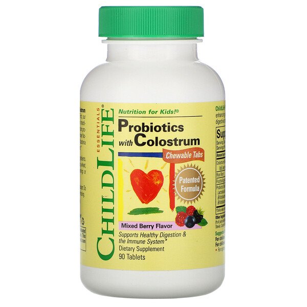 ChildLife, Пробиотик с молозивом, смесь ягод, 90 жевательных таблеток
